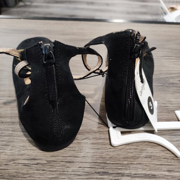 Cat & Jack ballerina shoes black suede with zip up back girls' size 3 NWT - Picture 3 of 12